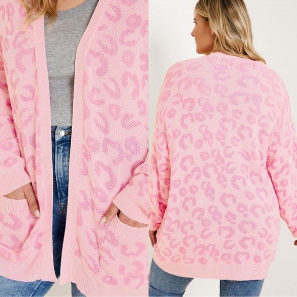 Hayden Los Angeles Pink Animal Print Long Cardigan Make Time For Love Leopard M - Picture 2 of 13